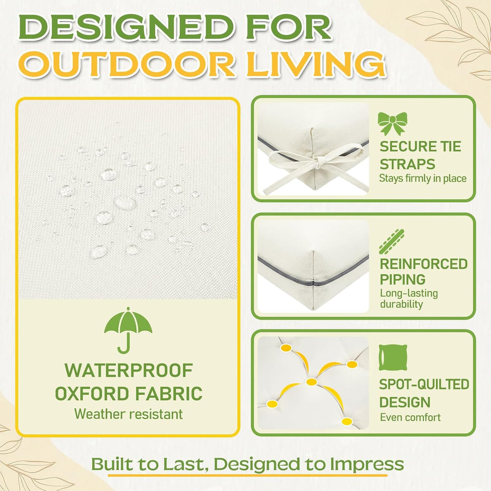 Oxford Fabric Swing Cushions with Backrest & Tie Straps for Patio Bench