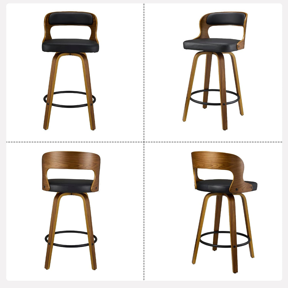 VipDesk 26 Inch Swivel Bar Stools, Faux Leather Mid Century Counter Height Ba...