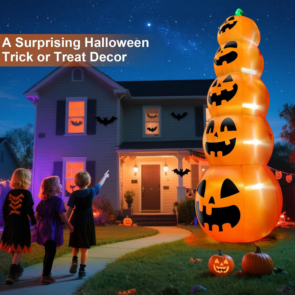 14 FT Giant Halloween Inflatable Stacked Pumpkins Outdoor Decoration