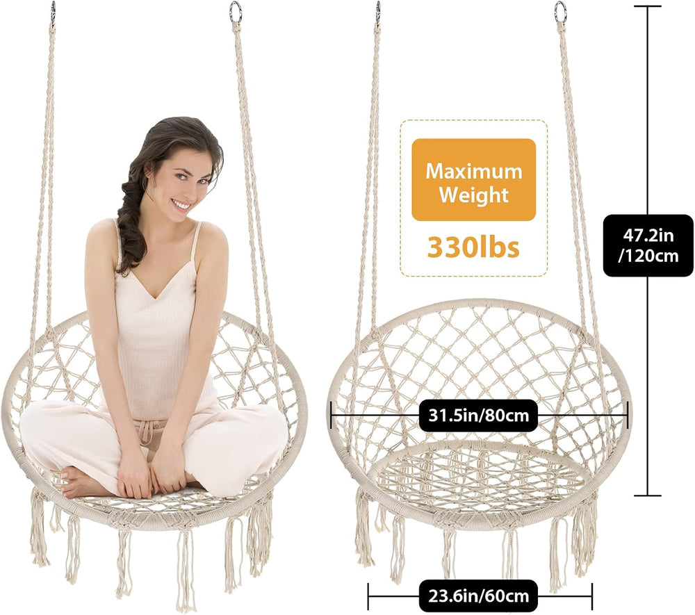 Garpans Hammock Chair Macrame Swing Bohemian Style Hammock Swing Chair with T...