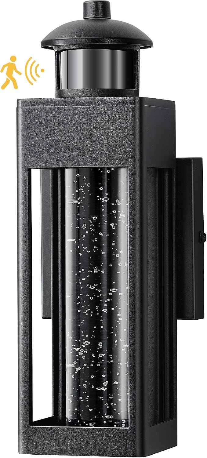 EDISHINE Motion Sensor Dusk to Dawn Outdoor Wall Lights, LED Porch Lights