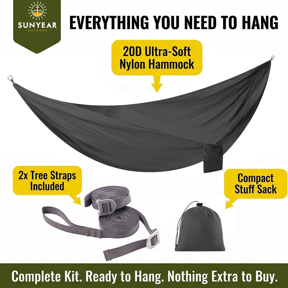 Sunyear Camping Hammock Ultralight (10oz)-600lbs Portable Hammock with Patent...