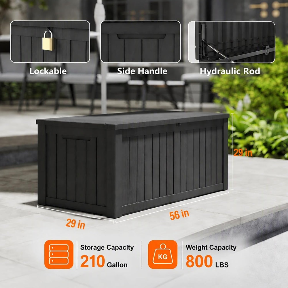 LAUSAINT HOME 210 Gallon Resin Deck Box, Package Delivery Box with Lockable L...