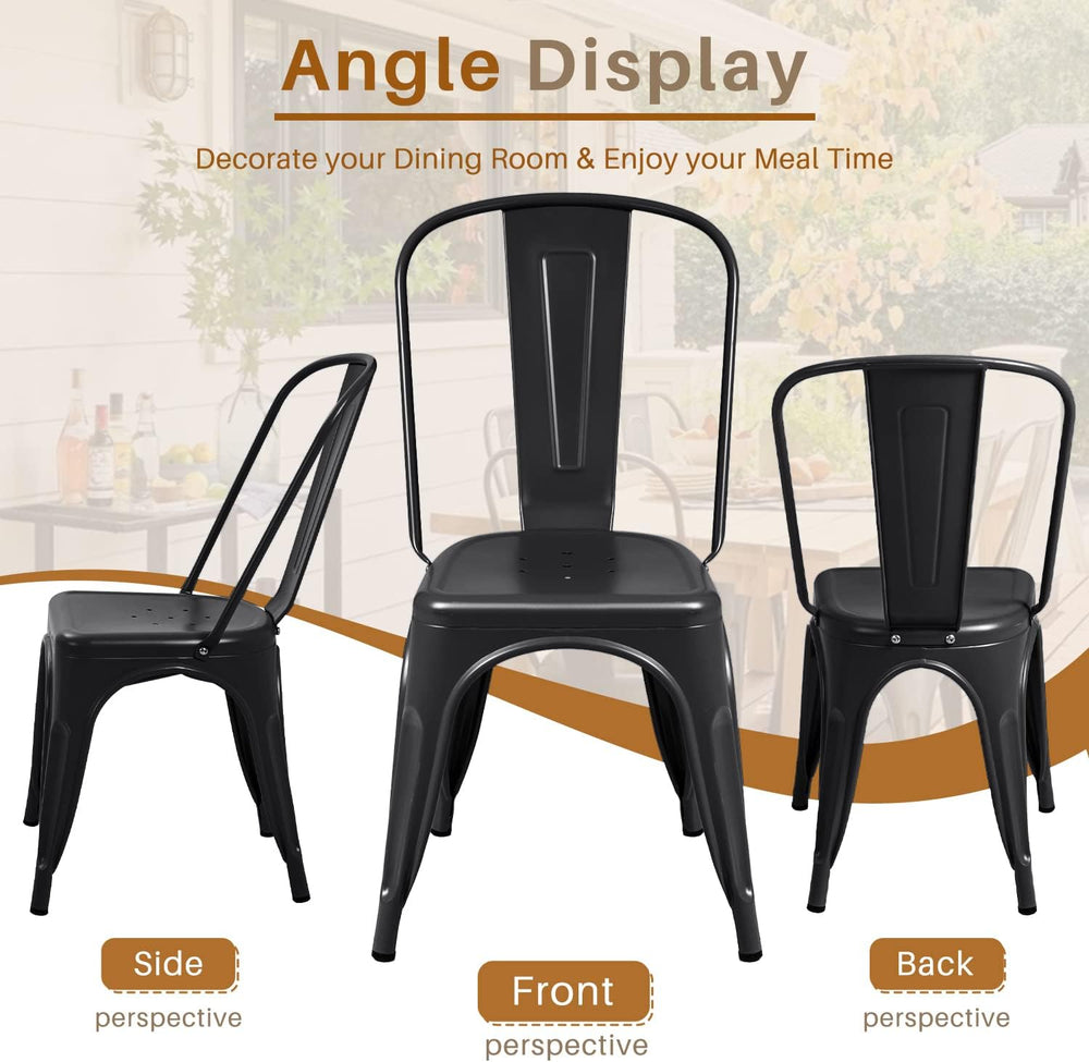 Furmax Metal Dining Chair Indoor-Outdoor Use Stackable Classic Trattoria Chai...