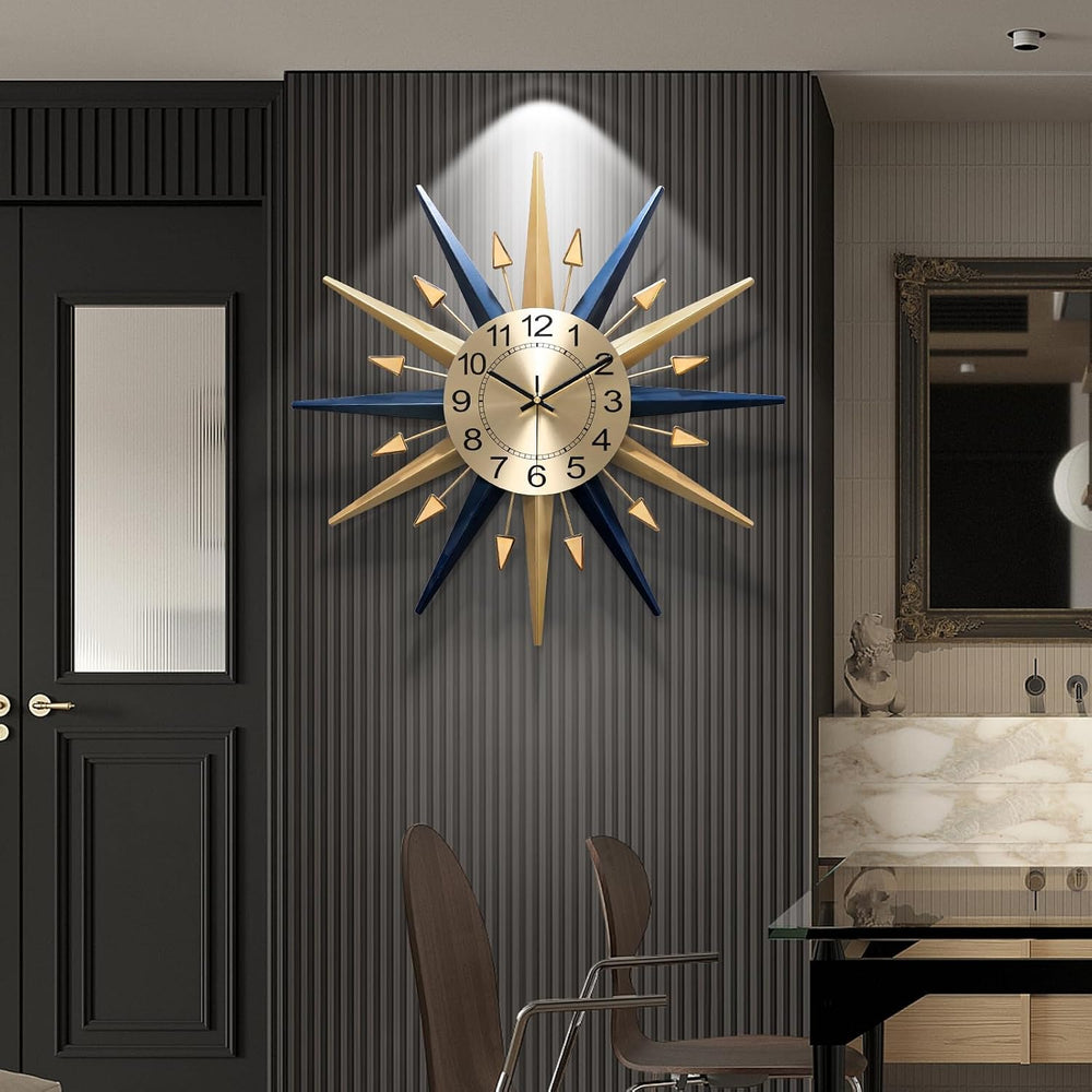Starburst Large Wall Clock,Mid Century Decorative Wall Clock