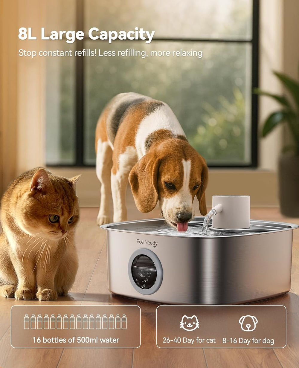 Cordless Wider Tray Dog Water Fountain, 5000mAh Battery Operated Dog Water Bo...