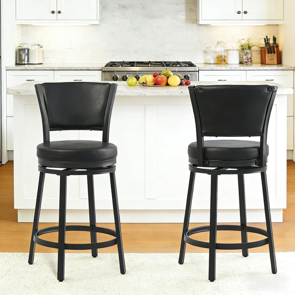 Swivel Bar Stools Set of 2, 25 inch Counter Height Barstools, Modern Metal Sw...