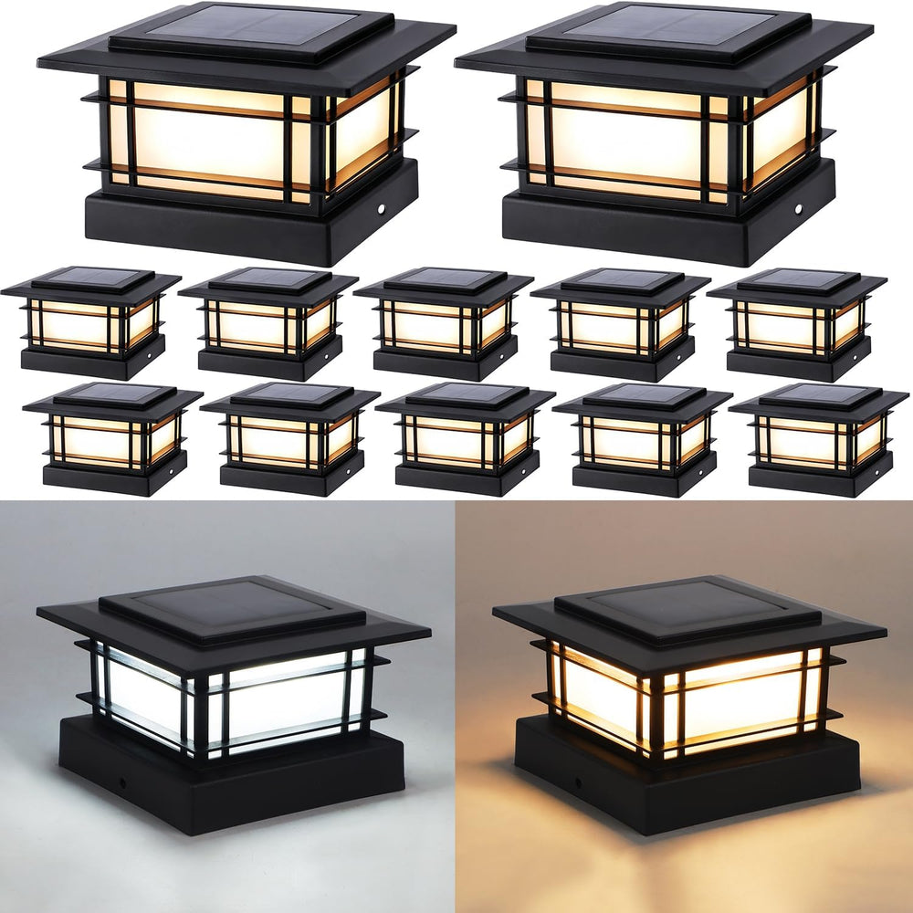 Dynaming 4x4 Solar Post Cap Lights Outdoor with 2 Color Modes, 12 Pack Fence ...