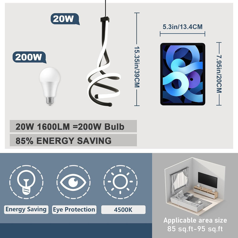 EIDISUNY 2 Pack Modern Pendant Light, Spiral LED Pendant Light Fixture, 4500K...