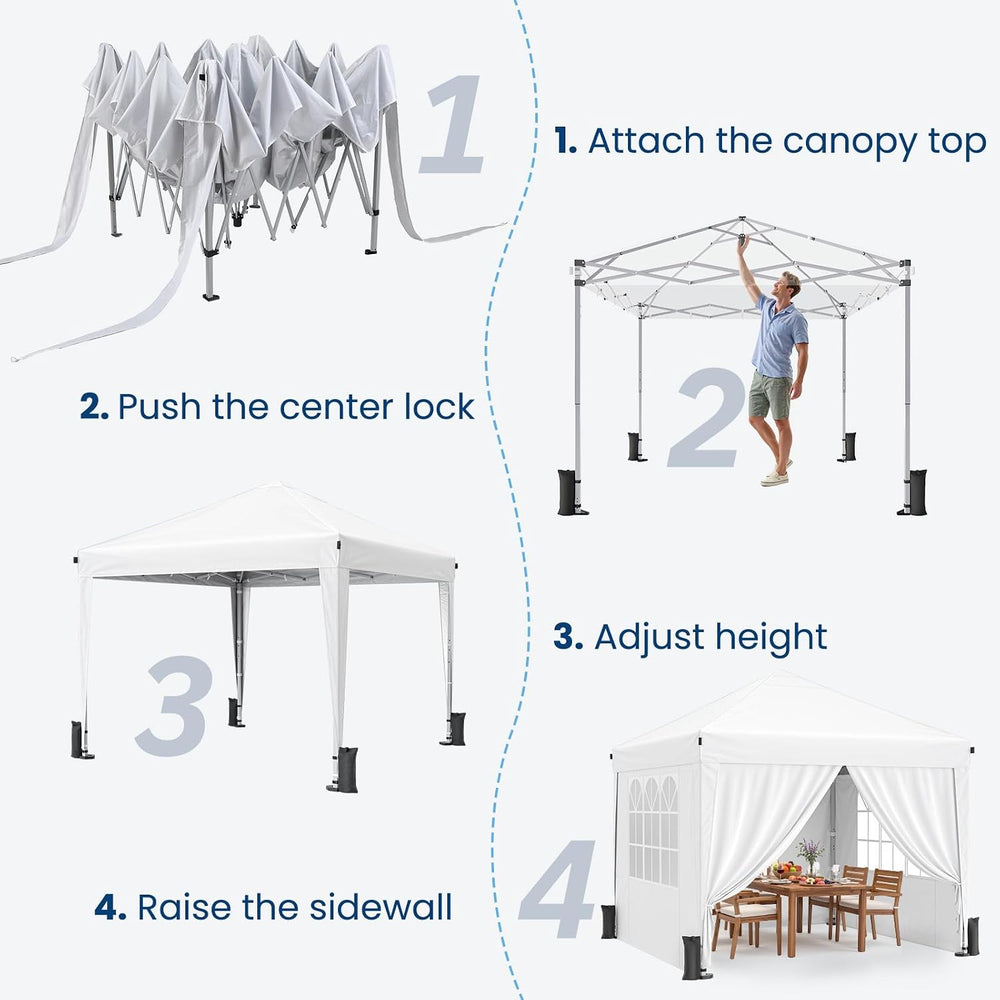 10x10 Pop Up Canopy Tent with 4 Sidewalls, Portable Outdoor Shelter