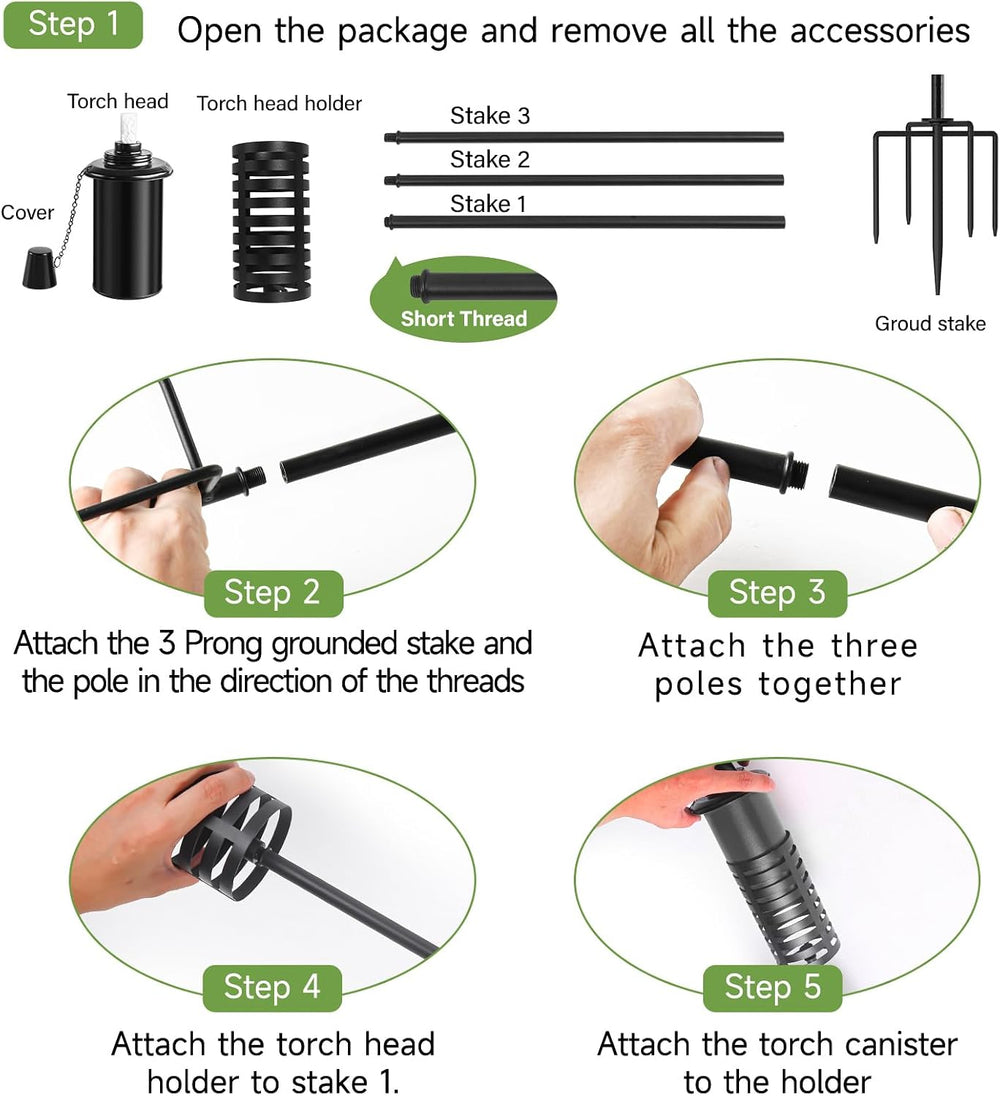 ZSZMFH 4 Pack Citronella Torches for Outside, 16Oz Outdoor Garden Torches