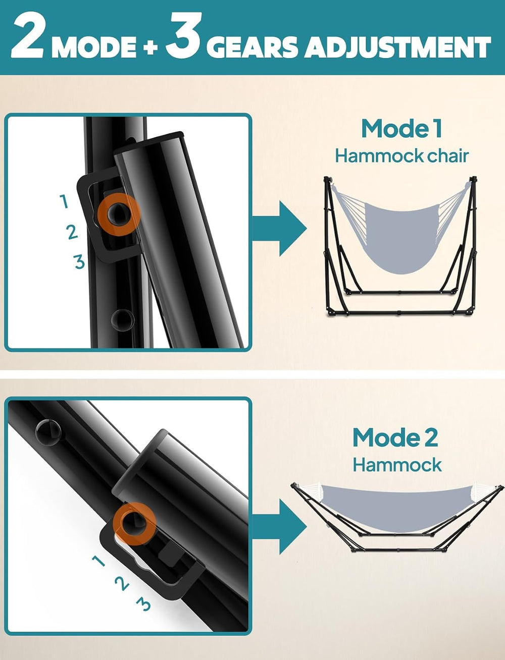 ANYOO 2-in-1 Hammock & Chair Stand with Collapsible Steel Frame & Car...