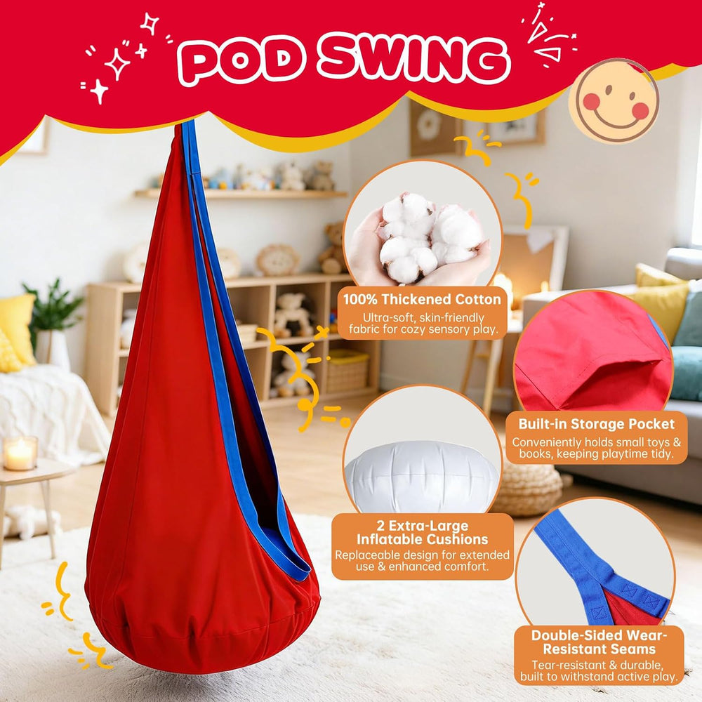 Sensory Swing Stand with Pod Swing, Metal Sensory Swing Set Frame for Indoor ...