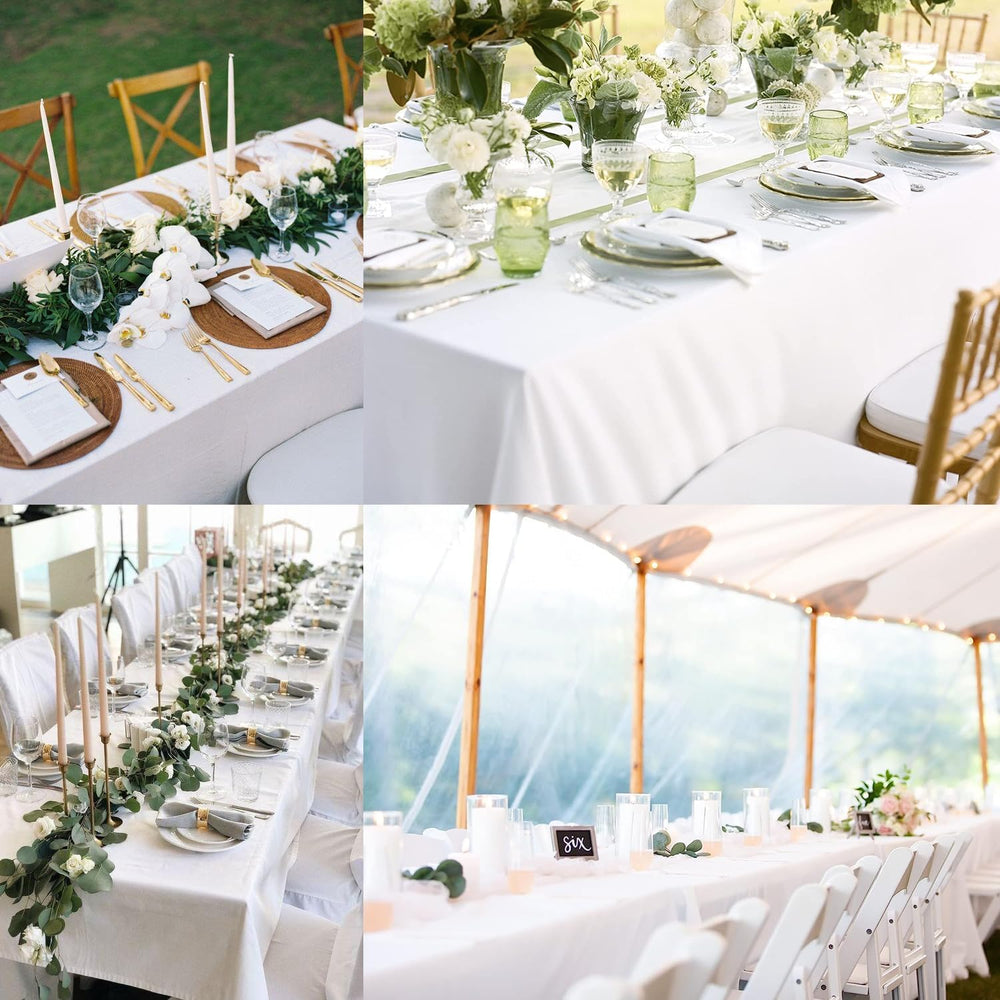 FINDYOU 10 Pack White Table Cloth Rectangle Table 60 x 102 Inch Tablecloths f...