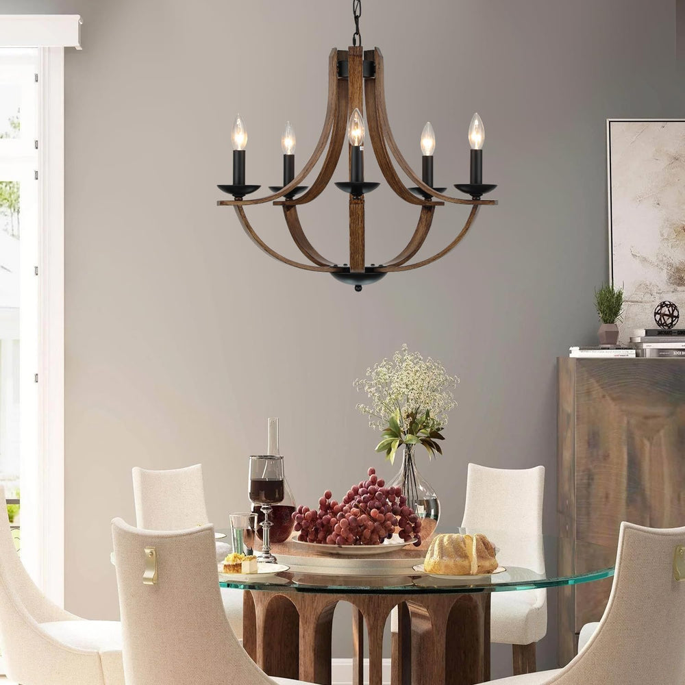 LAMPKEDUO Farmhouse Chandeliers for Dining Room Light Fixture, 5-Light 24 inc...