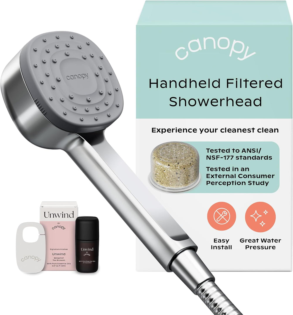 Canopy Handheld Filtered Shower Head & Scalp Massager, Black