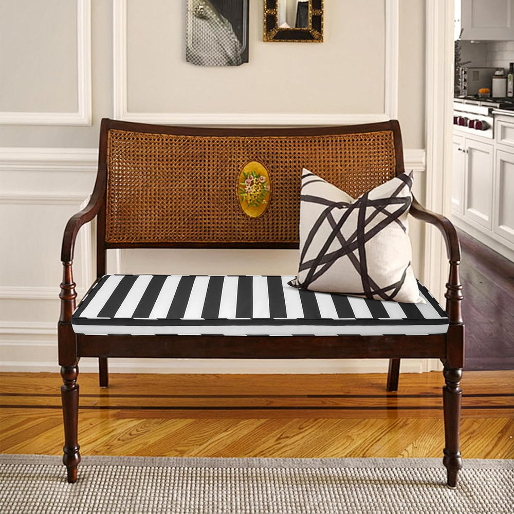 Mrsenloi Outdoor Bench Cushion, 48 x 18 x 3 in, Black&White, 28D Foam