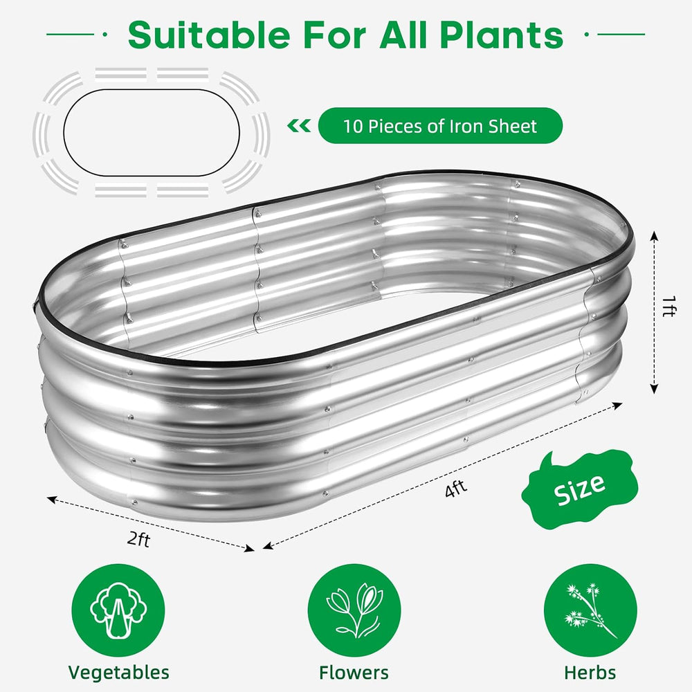JERIA Raised Garden Bed,Galvanized Raised 2 Pcs 4×2×1ft Planter Boxes Outdoor...