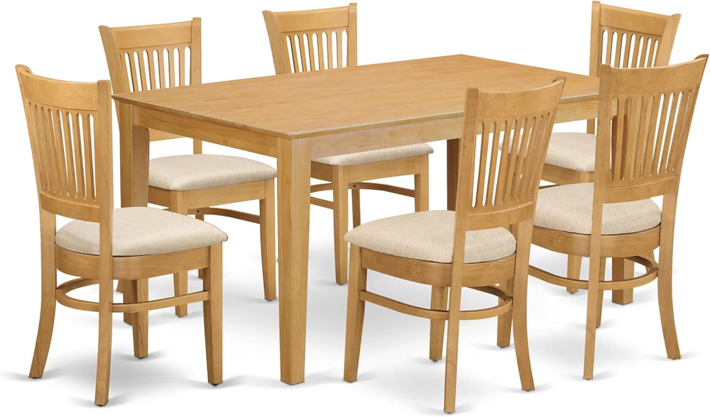 East West Furniture CAVA7-OAK-C 7 Piece Dining Table Set Consist of a Rectang...