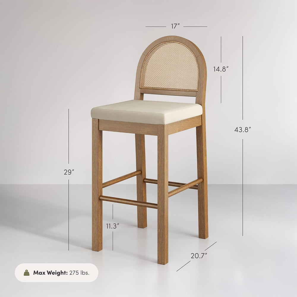 Nathan James Bailey 29 in. Boucle Bar Stool with Back, Bar Height Chair with ...