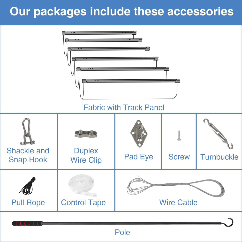 E&K 4'Wx16'L Waterproof Pergola Shade Cover Retractable Canopy Ou...
