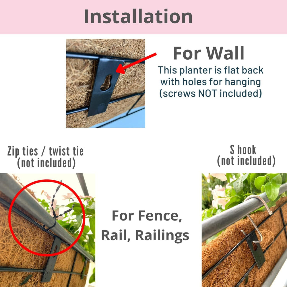 LaLaGreen Wall Planters for Outdoor Plants (2 Pack, 16 Inch) Window Flower Bo...