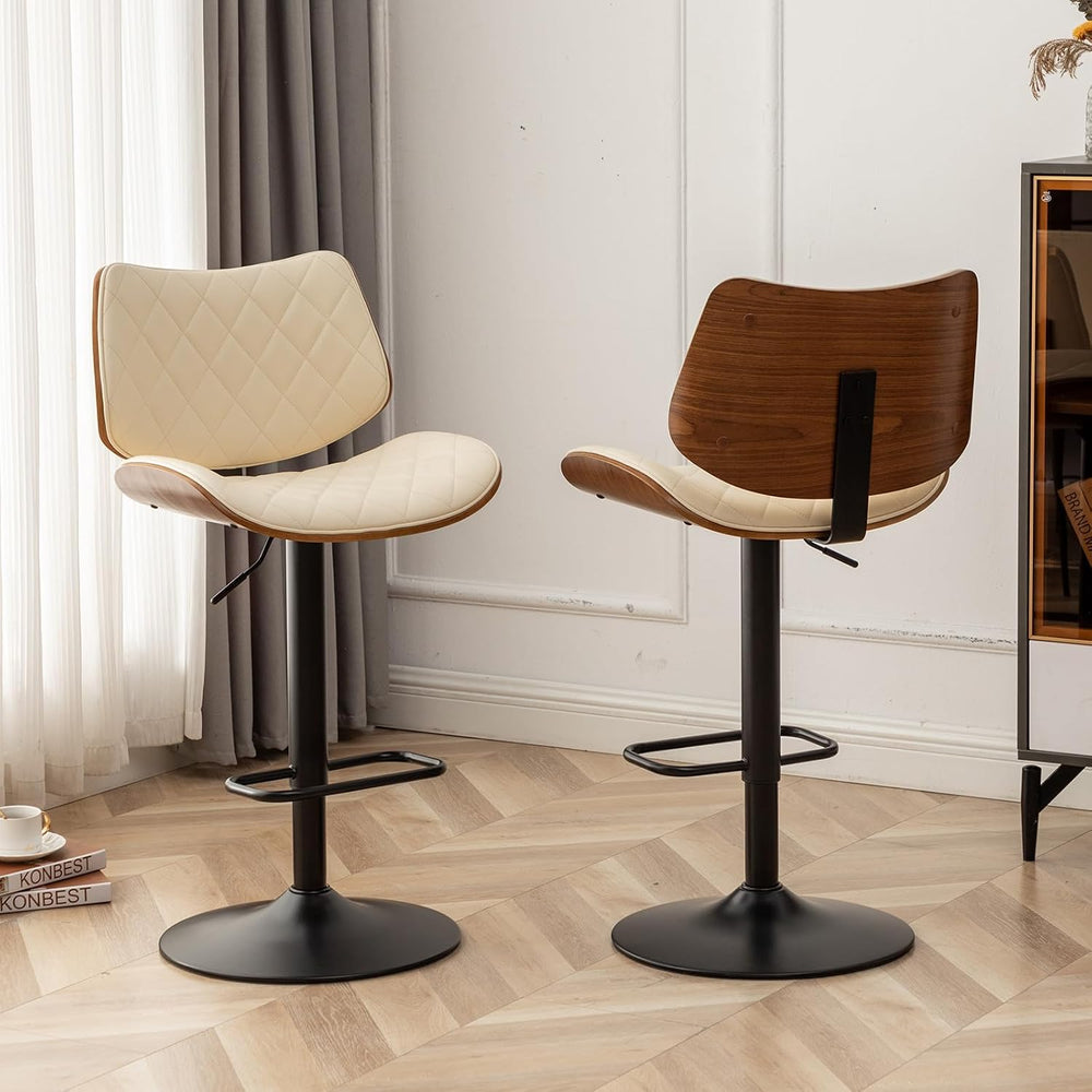 LUNLING Bar Stools Set of 2 Mid Century Modern Adjustable Counter Height Blac...