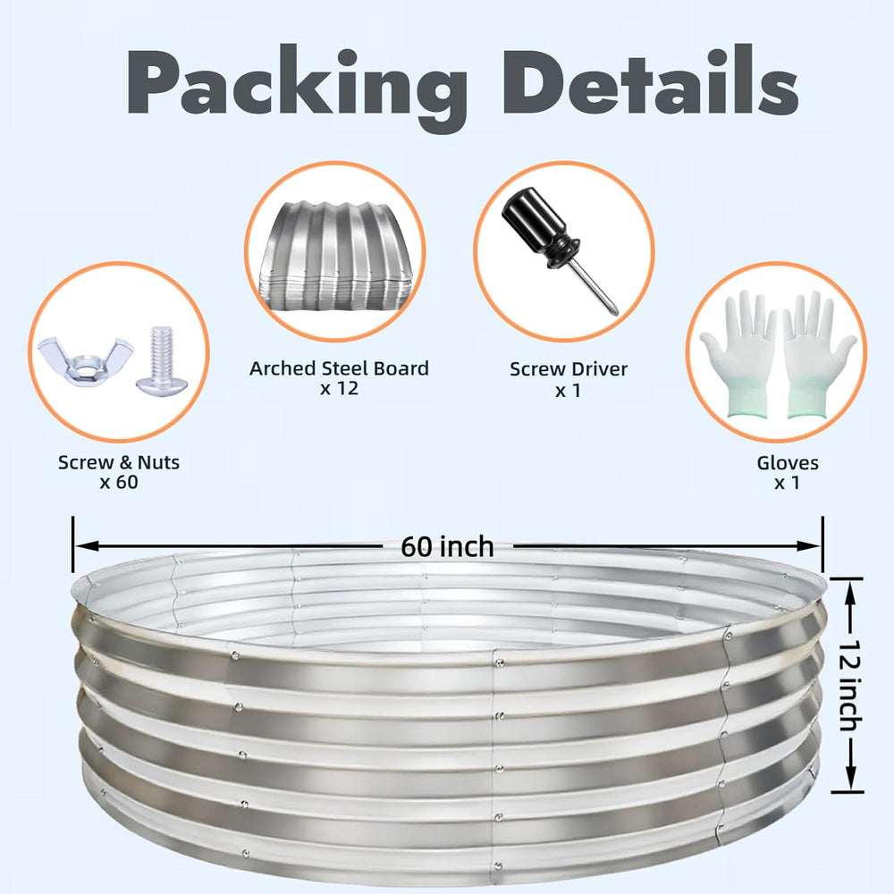 60 Inch Large Round Fire Pit Ring, Galvanized Steel Outdoor Bonfire Ring for ...