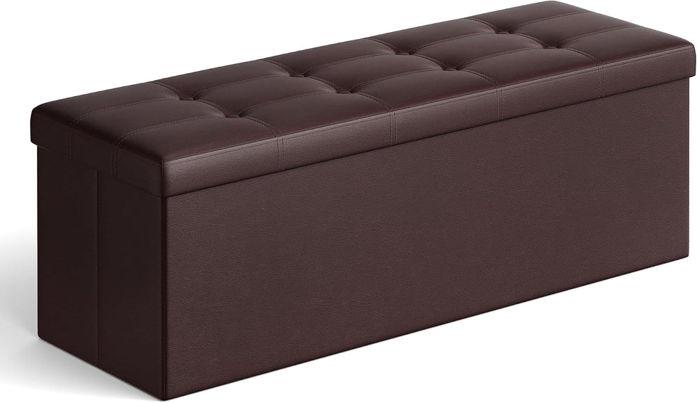 SONGMICS Storage Ottoman Bench, 43.3 Inches Folding Foot Rest Stool
