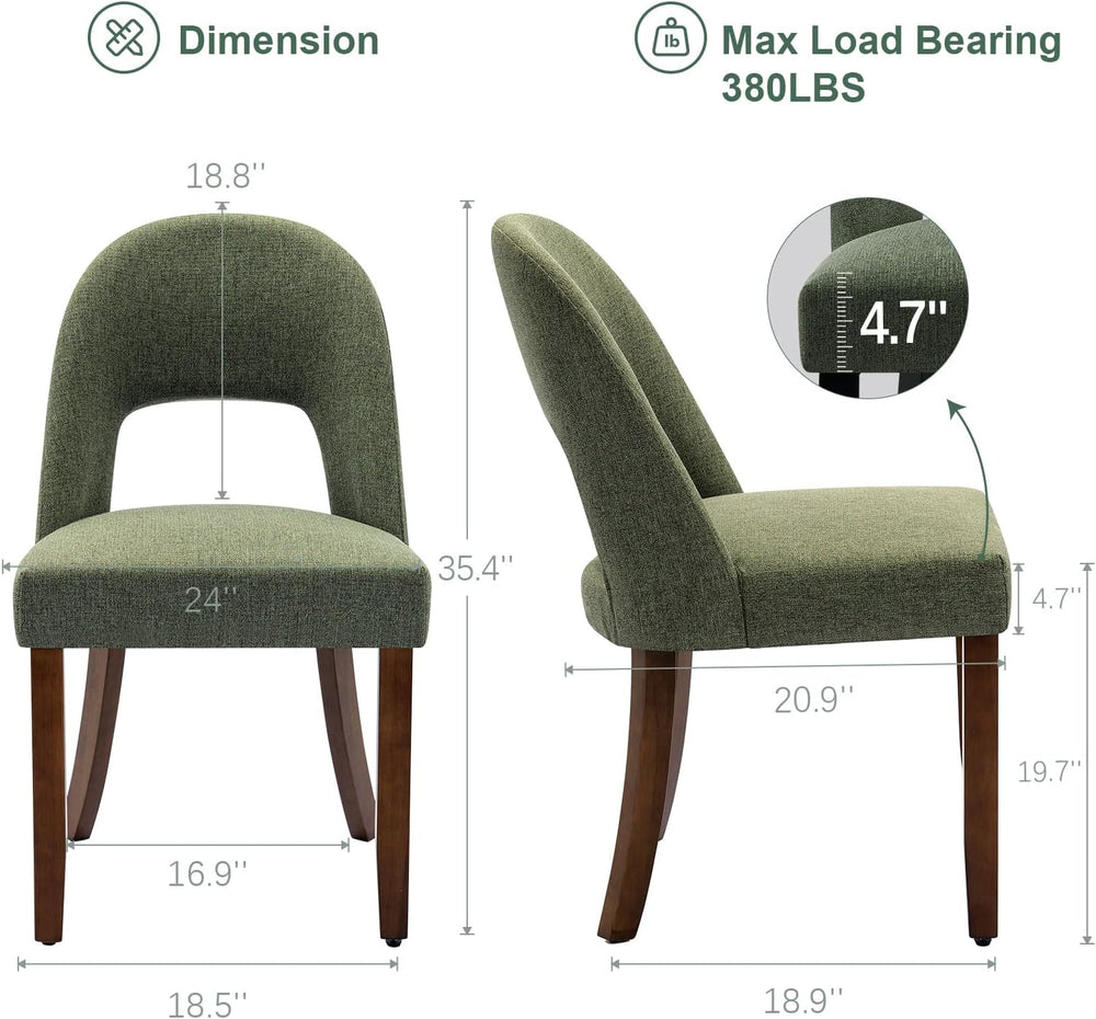 Wooden Dining Chairs Set of 4, Upholstered Kitchen Chairs with Walnut Wood Le...