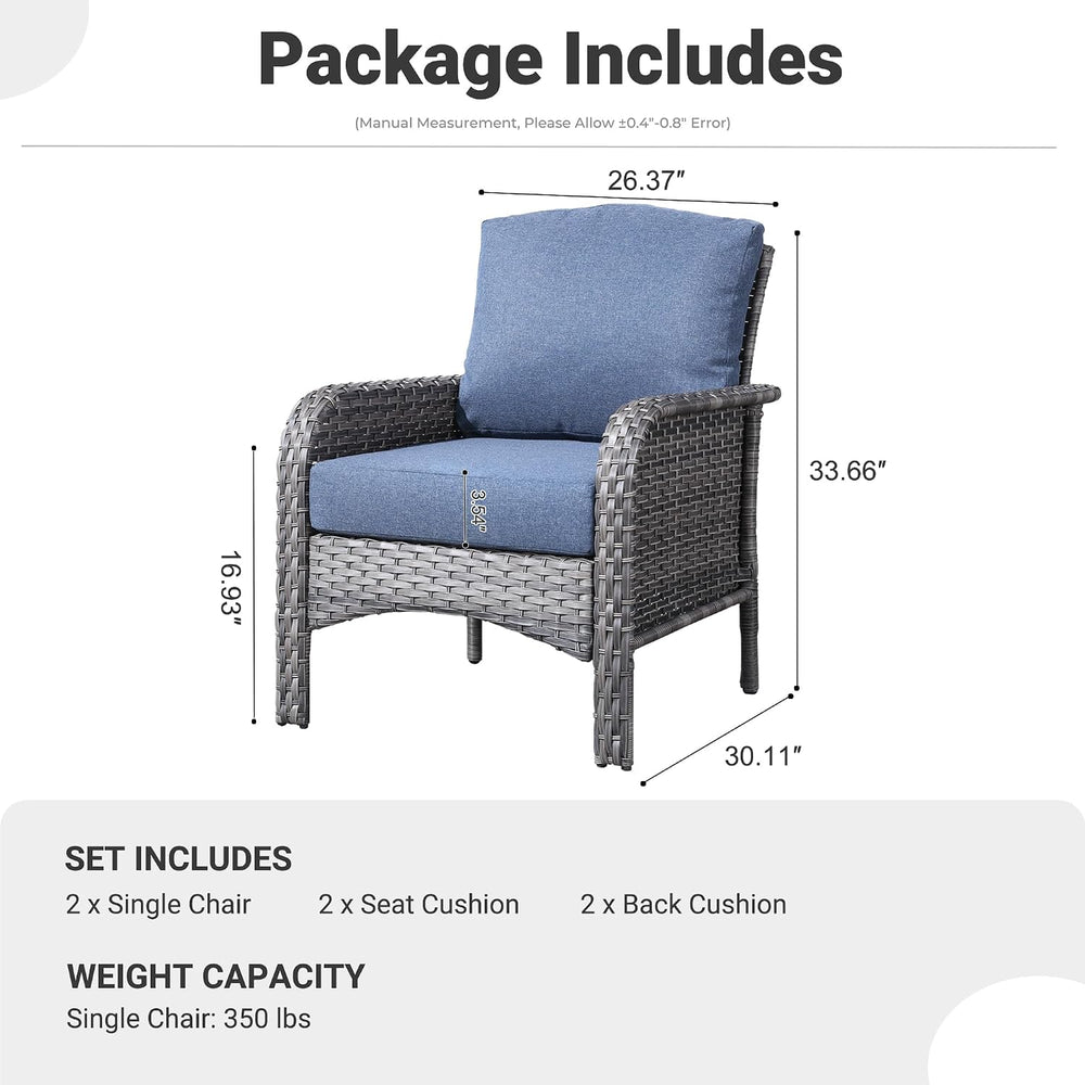 ovios 2-Piece Patio Furniture Set, Outdoor Wicker Sofa with Chairs, High Back...