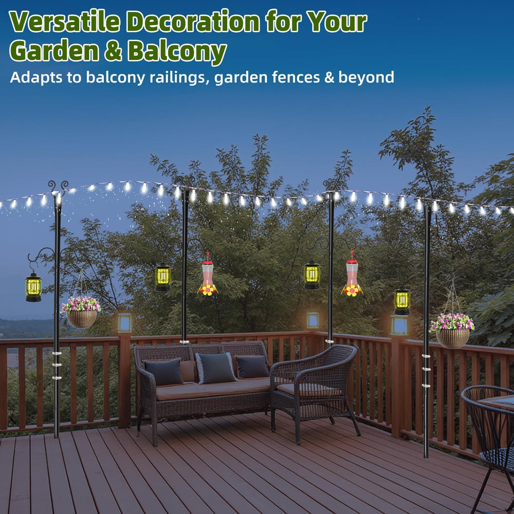 2 Pack Outdoor Patio Light Poles for String Lights, 10Ft Heavy Duty Metal Str...