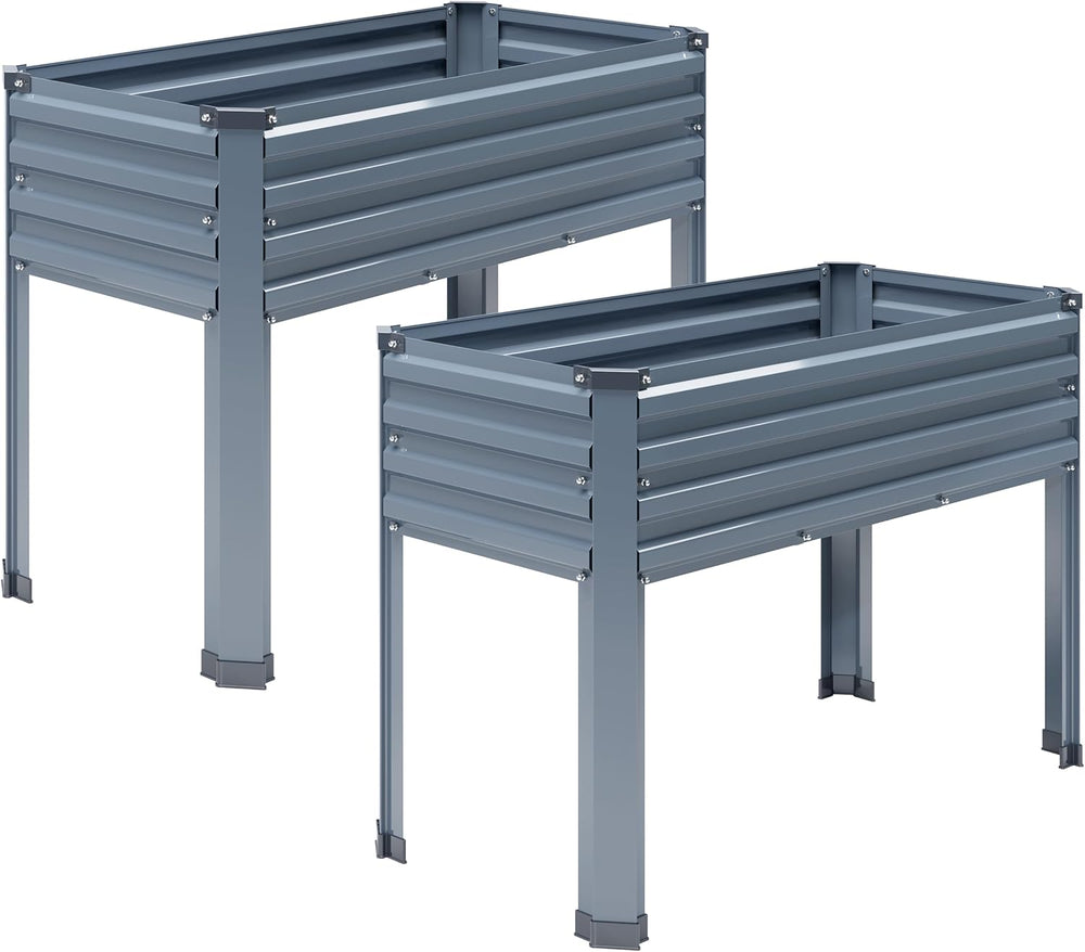 DIIYIV 2PCS Galvanized Raised Garden Bed with Legs,2PCS 48×18×30in Elevated P...