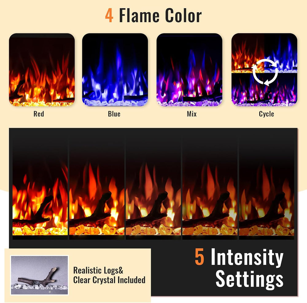 TUAN 60 Inch Electric Fireplace,Ultra-Thin Electric Fireplace Inserts,Recesse...