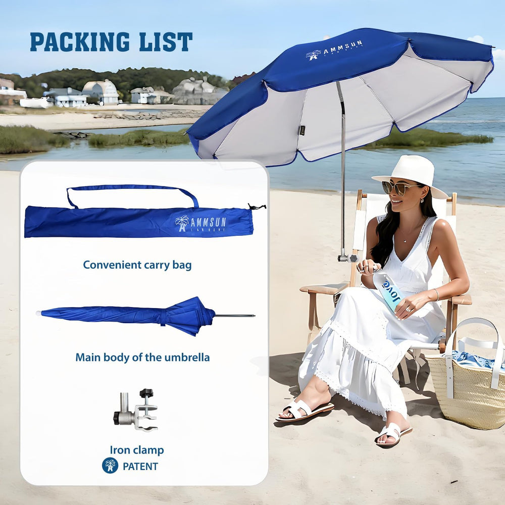 AMMSUN Chair Umbrella with Universal Clamp Adjustable 47 inches and 360° Swiv...