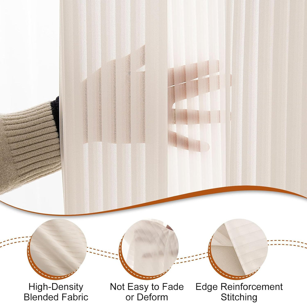 HDCAXKJ Outdoor Curtains for Patio Cream Sheer Curtains 84 Inches Long 2 Pane...