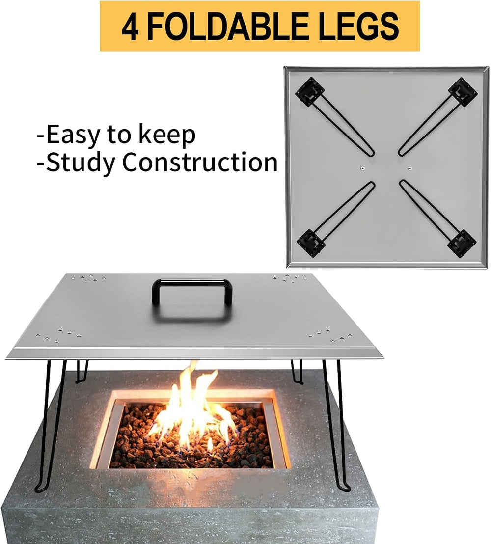 Heat Deflector 24x24x13 Inch, Stainless Steel Fire Pit Cover 1.5mm Thick, Squ...