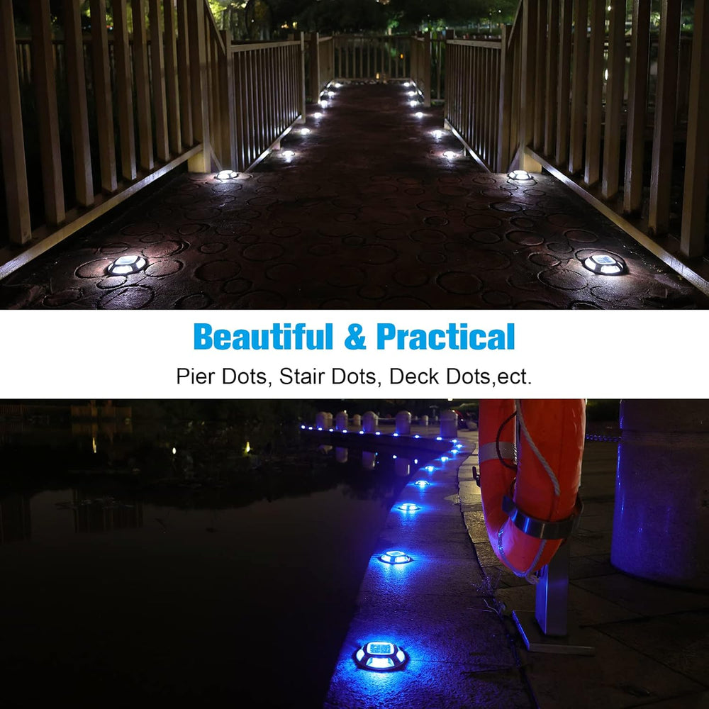 VOLISUN Solar Driveway Marker Lights Dock Marine Led Deck Outdoor 12 Pack