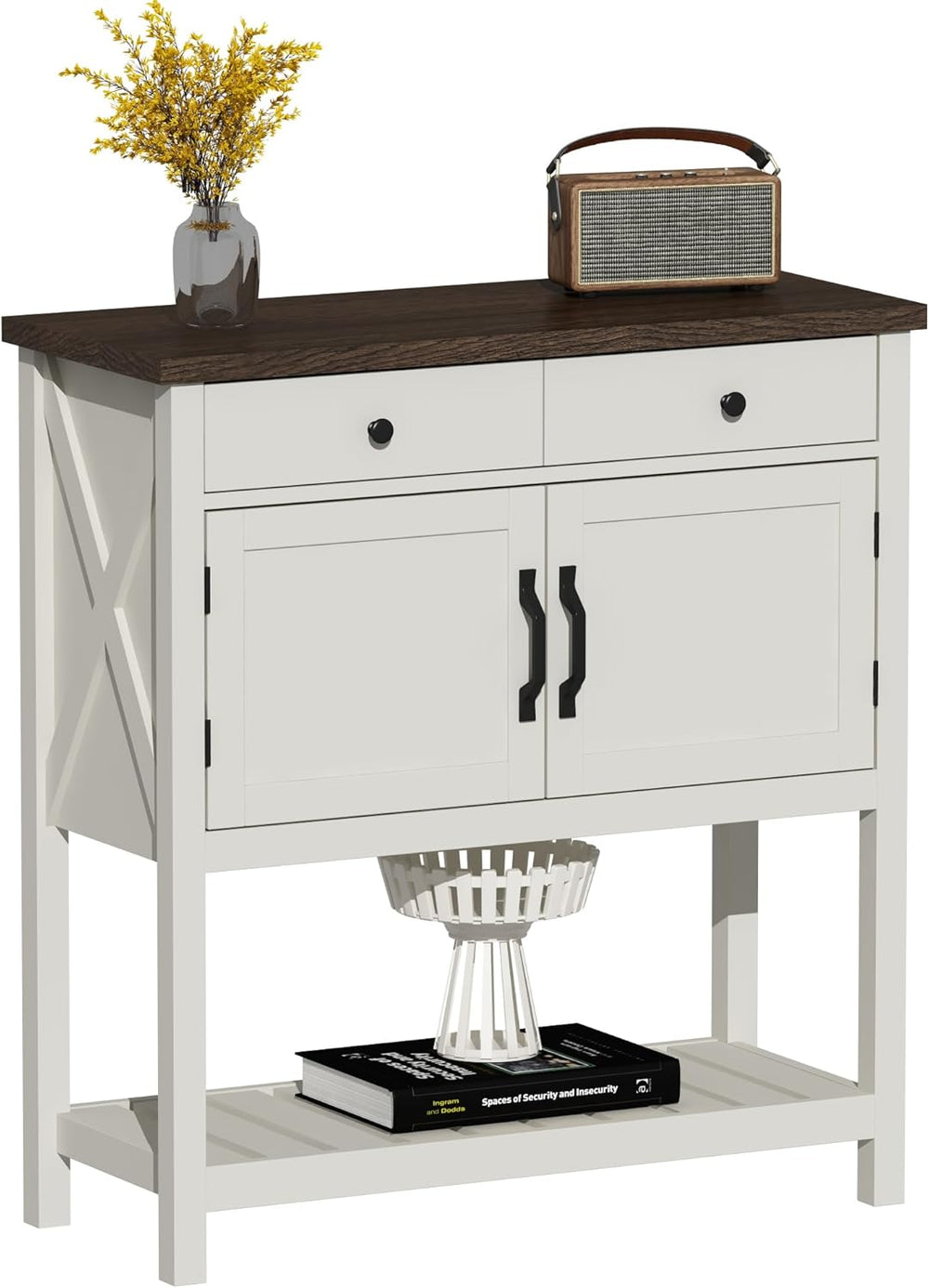 ChooChoo Farmhouse Console Table, 33.5" W Entryway Cabinet with Drawer