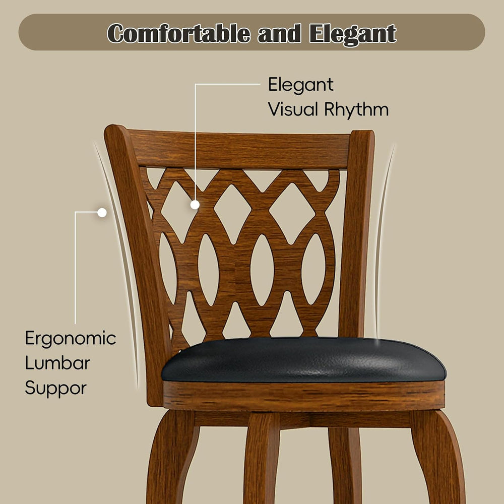 24" Counter Height Swivel Bar Stools Set of 2 for Kitchen Island, Farmho...