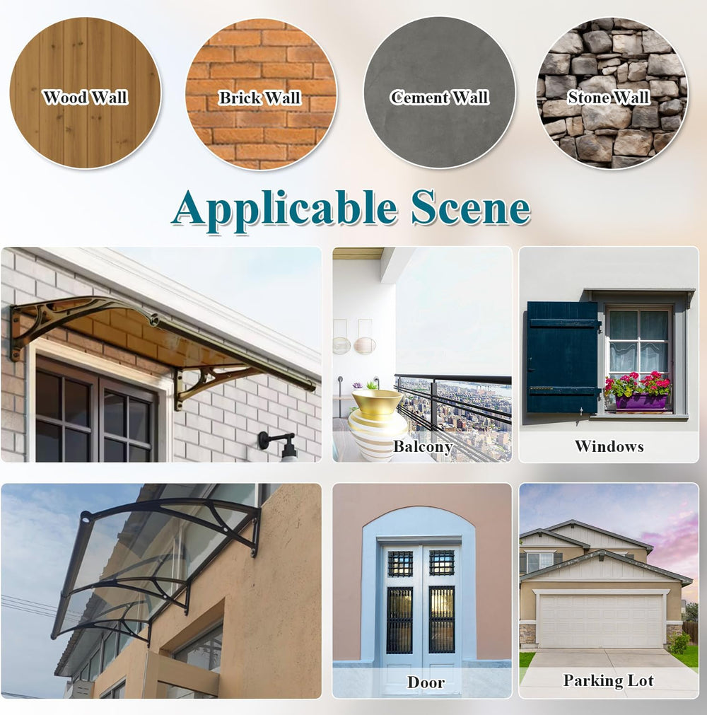 Awning for Door Entrance, Window Awnings Exterior with Aluminum Bracket, UV, ...