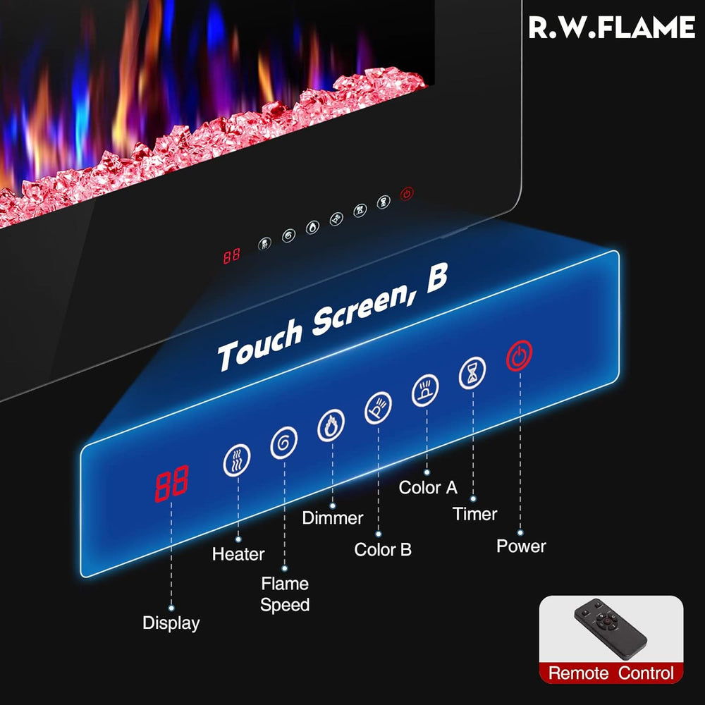 R.W.FLAME 42IN Recessed and Wall Mounted, The Thinnest Fireplace, Low Noise, ...
