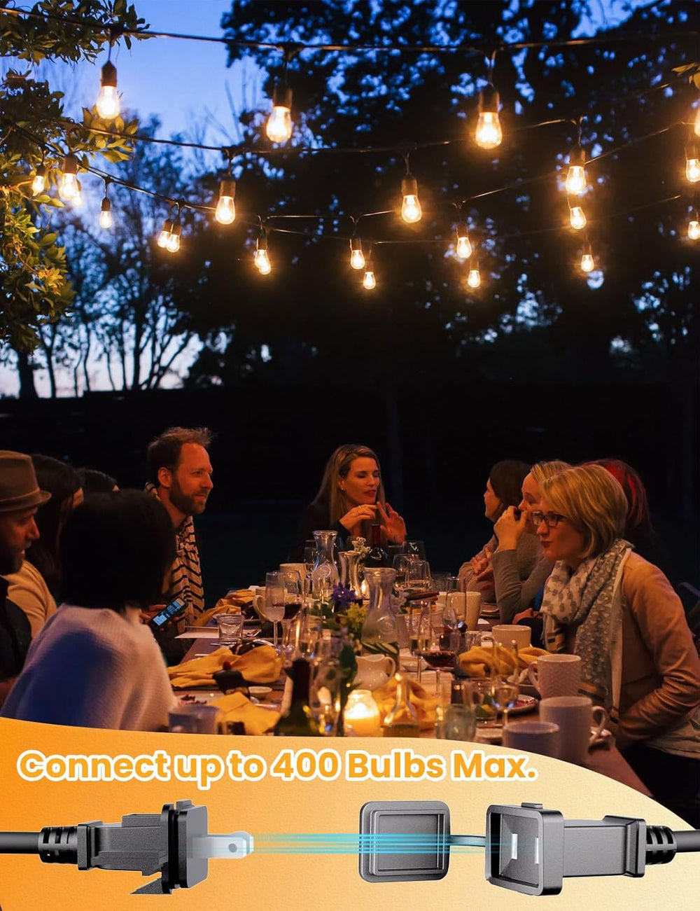 Svater Outdoor String Lights 50 FT Outside LED Patio Light E26 Waterproof