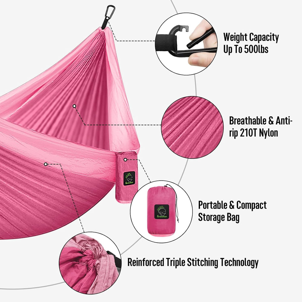 Grassman Camping Hammock Double & Single Portable Hammock with Tree Strap...