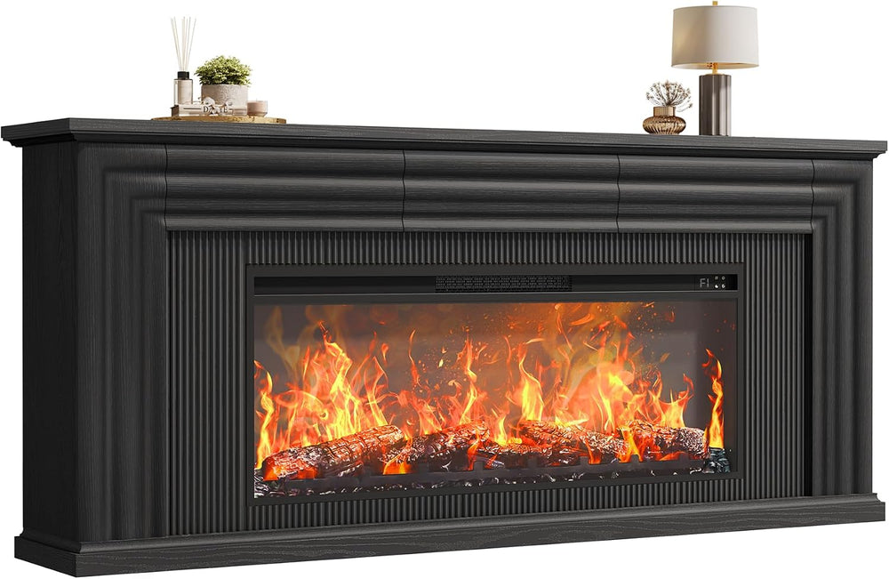PRAISUN 70'' Fireplace TV Stand with 42'' Electric Fireplace,...
