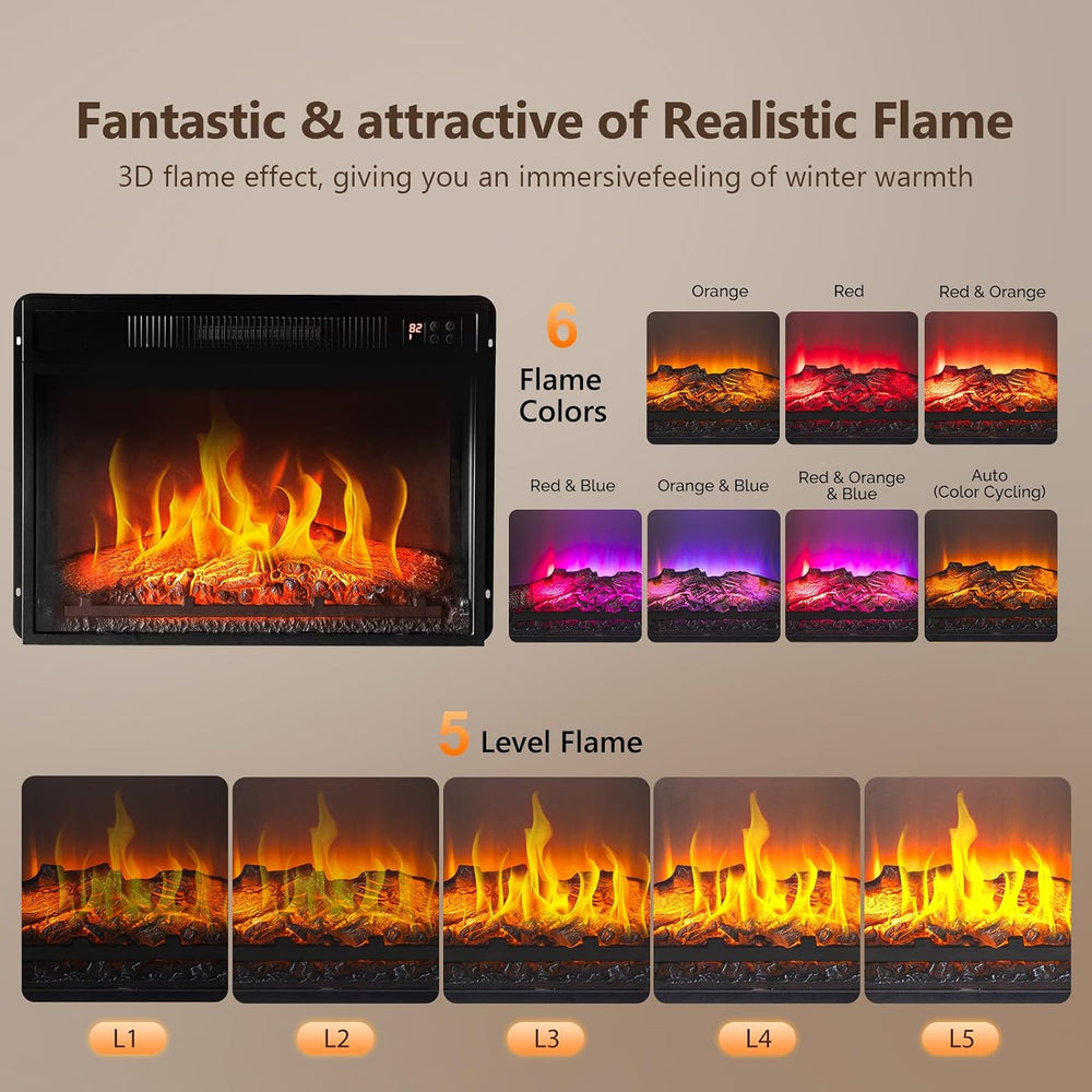 ROVSUN 47'' Electric Fireplace with Mantel, Freestanding Heater with ...