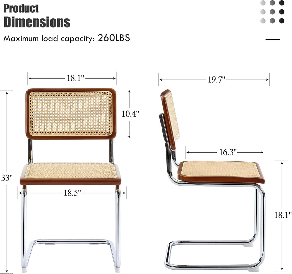 Rattan Dining Chairs Mid Century, Cesca Chairs Set of 2 for Kitchen Room