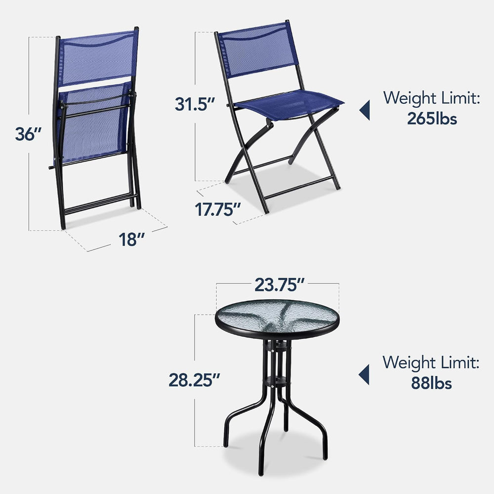 Best Choice Products 3-Piece Patio Bistro Dining Furniture Set w/Textured Gla...