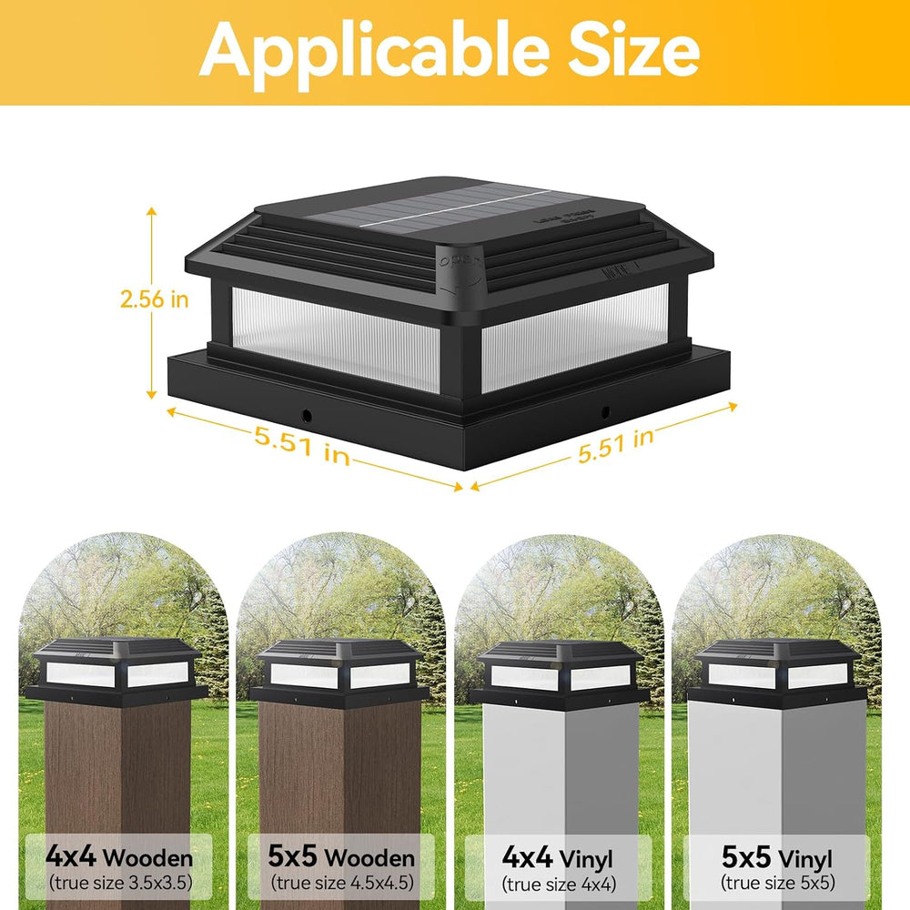Solar Post Cap Lights Outdoor with Remote 6 Pack, Waterproof RGB Color Changi...