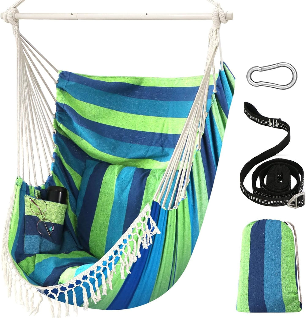 Chihee Hammock Chair Max 500 Lbs 2 Cushions Spreader Bar Strap Carabiner
